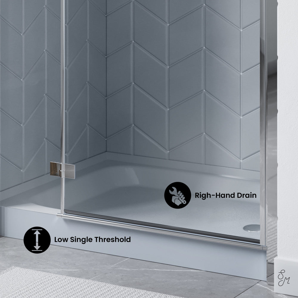 Voltaire 48" x 36" Single-Threshold, Right-Hand Drain, Shower Base in Gray