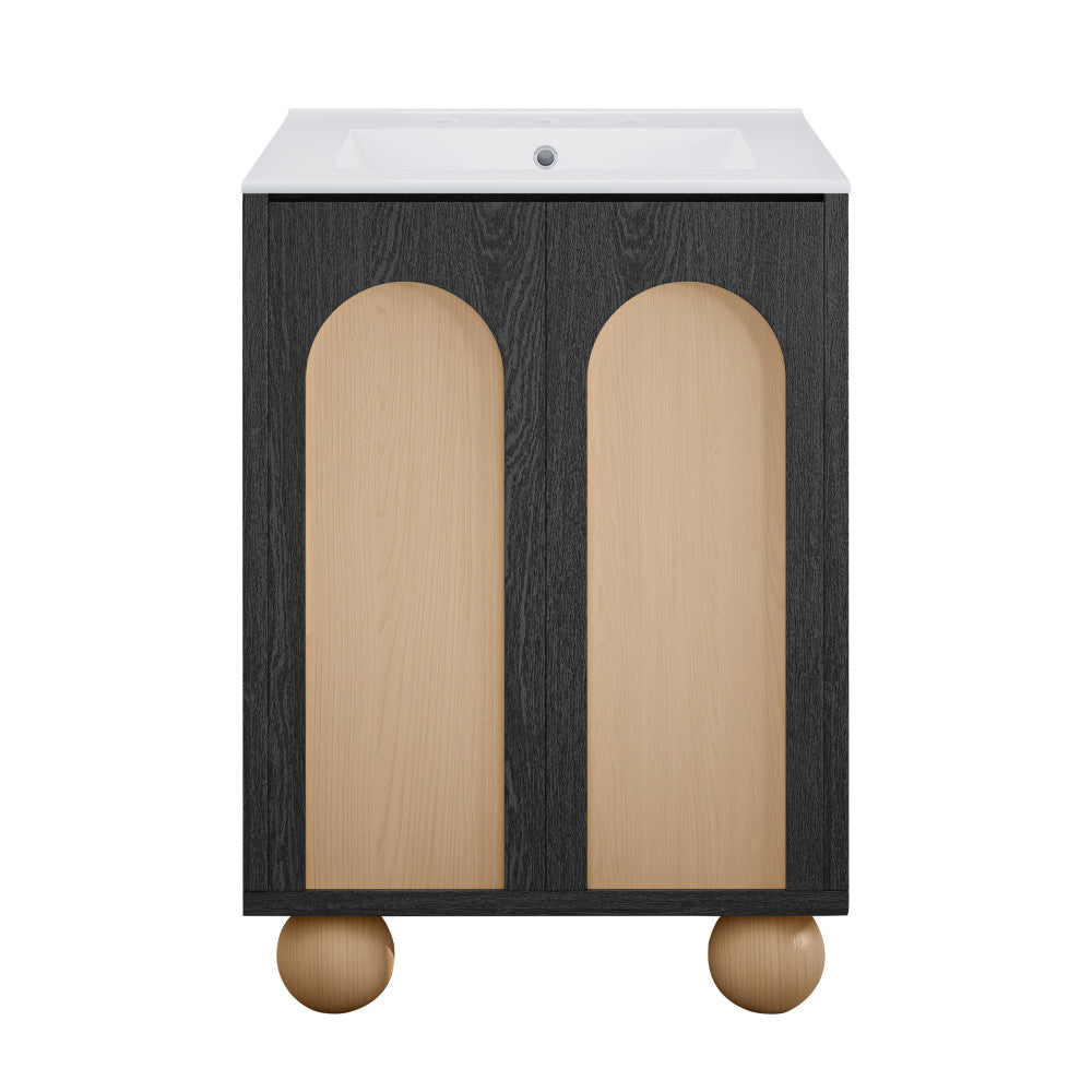 Plaisir II 24" Freestanding Bathroom Vanity in Black Oak with 3-Hole Widespread Sink Top