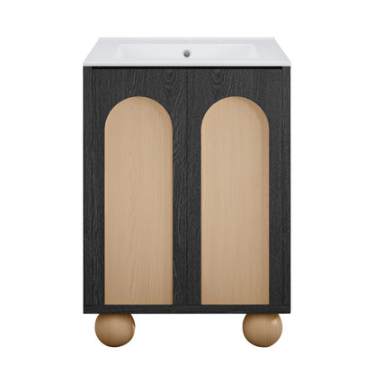 Plaisir II 24" Freestanding Bathroom Vanity in Black Oak with 3-Hole Widespread Sink Top