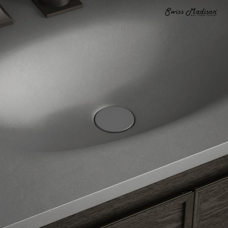 Lisse Concrete Bathroom Sink Non-Overflow Pop Up Drain in Matte Dark Gray