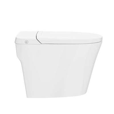 Hugo H Power Flush Tankless Toilet 12" Rough-in 1 GPF Non-Electric ADA Toilet with Integrated Tank in Glossy White