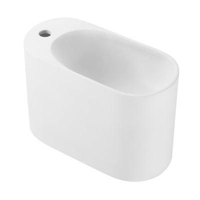 Terre 18" Solid Surface Oval Wall-Mounted Sink with Left Side Faucet Mount in Matte White