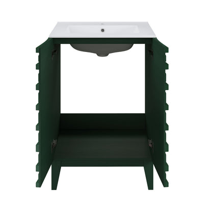 Cascade 24" Freestanding Bathroom Vanity in Green Oak with Sink Top