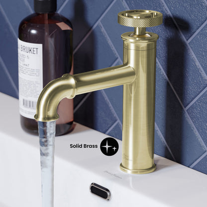 Avallon Single Hole, Single-Handle Wheel, Bathroom Faucet in Brushed Gold
