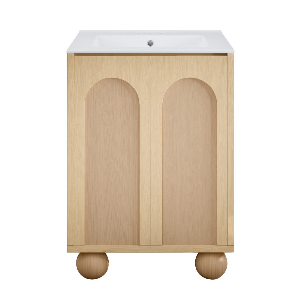 Plaisir II 24" Freestanding Bathroom Vanity in Natural Oak with 3-Hole Centerset Sink Top