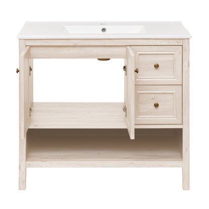Chateau 36" Freestanding Bathroom Vanity in White Oak with Sink Top