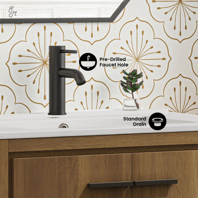 Virage 30" Freestanding Bathroom Vanity in Brown Oak with Sink Top