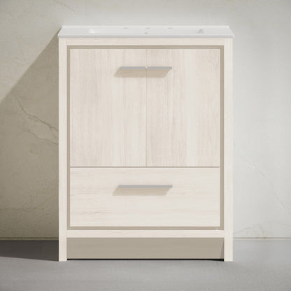 Virage 30" Freestanding Bathroom Vanity in White Oak with Widespread Sink Top