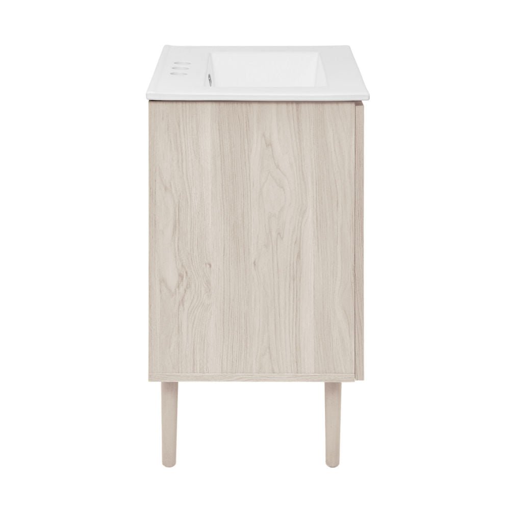 Bron 24" Freestanding Bathroom Vanity in White Oak with 3-Hole Centerset Sink Top