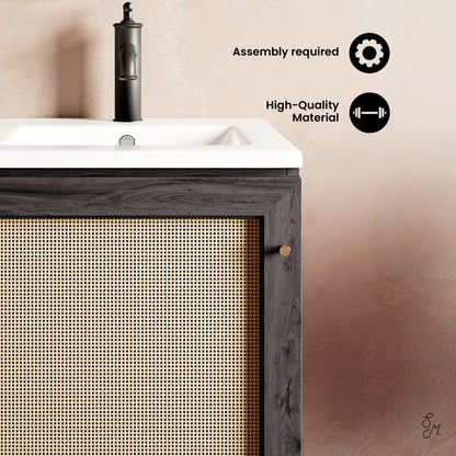 Classe 18" Freestanding Bathroom Vanity in Black Oak with Sink Top