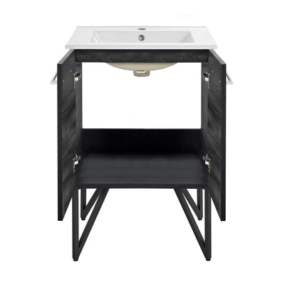 Annecy 24" Freestanding Bathroom Vanity in Black Walnut with Sink Top