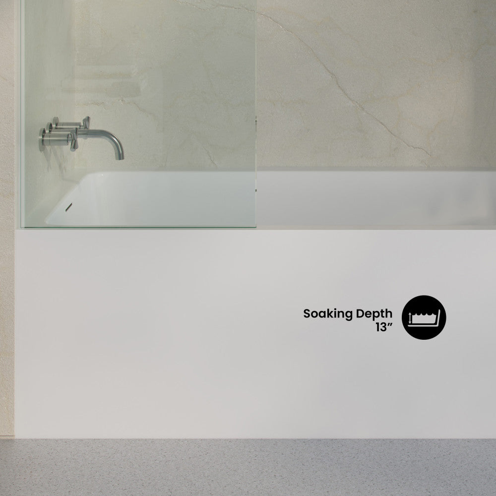 Voltaire 72 x 36 Skirted Left Drain Soaking Alcove Bathtub in Glossy White, Drain Included