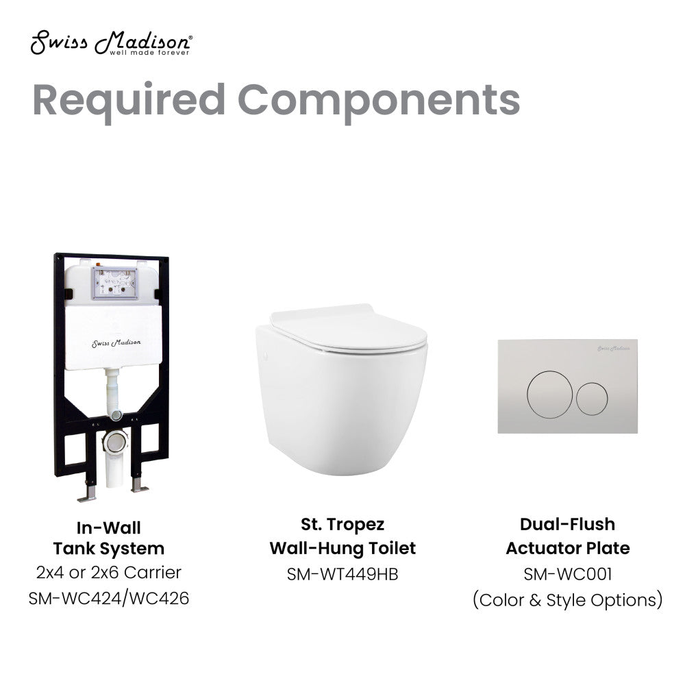 Elongated wall-hung toilet bowl in matte black, dual flush mechanism, sleek modern design.
