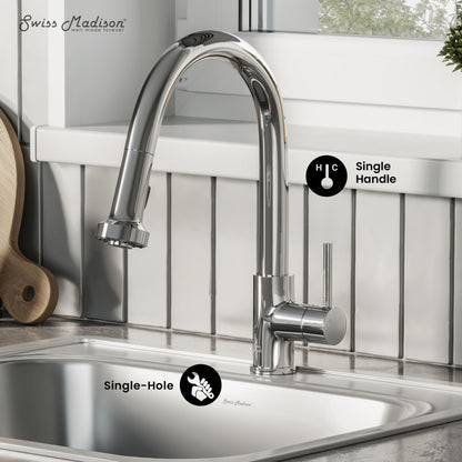 Nouvet Single Handle, Pull-Down Kitchen Faucet in Chrome