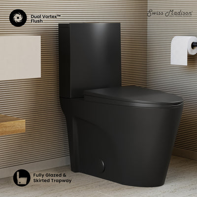 St. Tropez Two-Piece 12" Rough-in 1.1/1.6 GPF Dual Top Flush Elongated Toilet in Matte Black