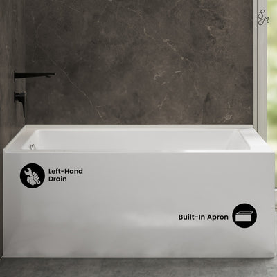Voltaire 72 x 36 Left Drain Soaking Alcove Corner Apron Bathtub in Glossy White
