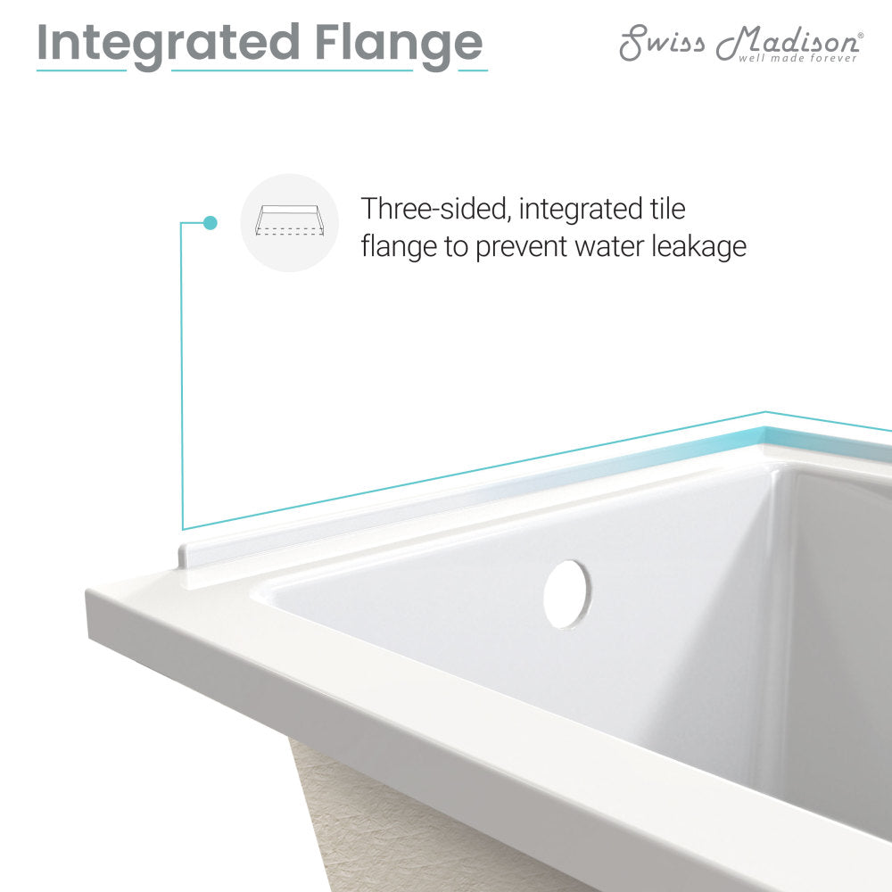 Alcove non-skirted bathtub 60-inch with right-hand center drain and integrated tile flange.