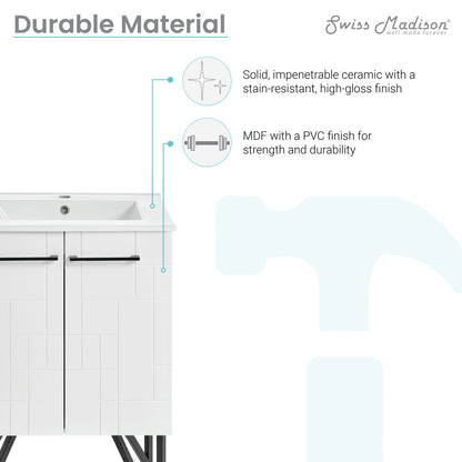 Annecy 24" Freestanding Bathroom Vanity in Mondrian White with Sink Top