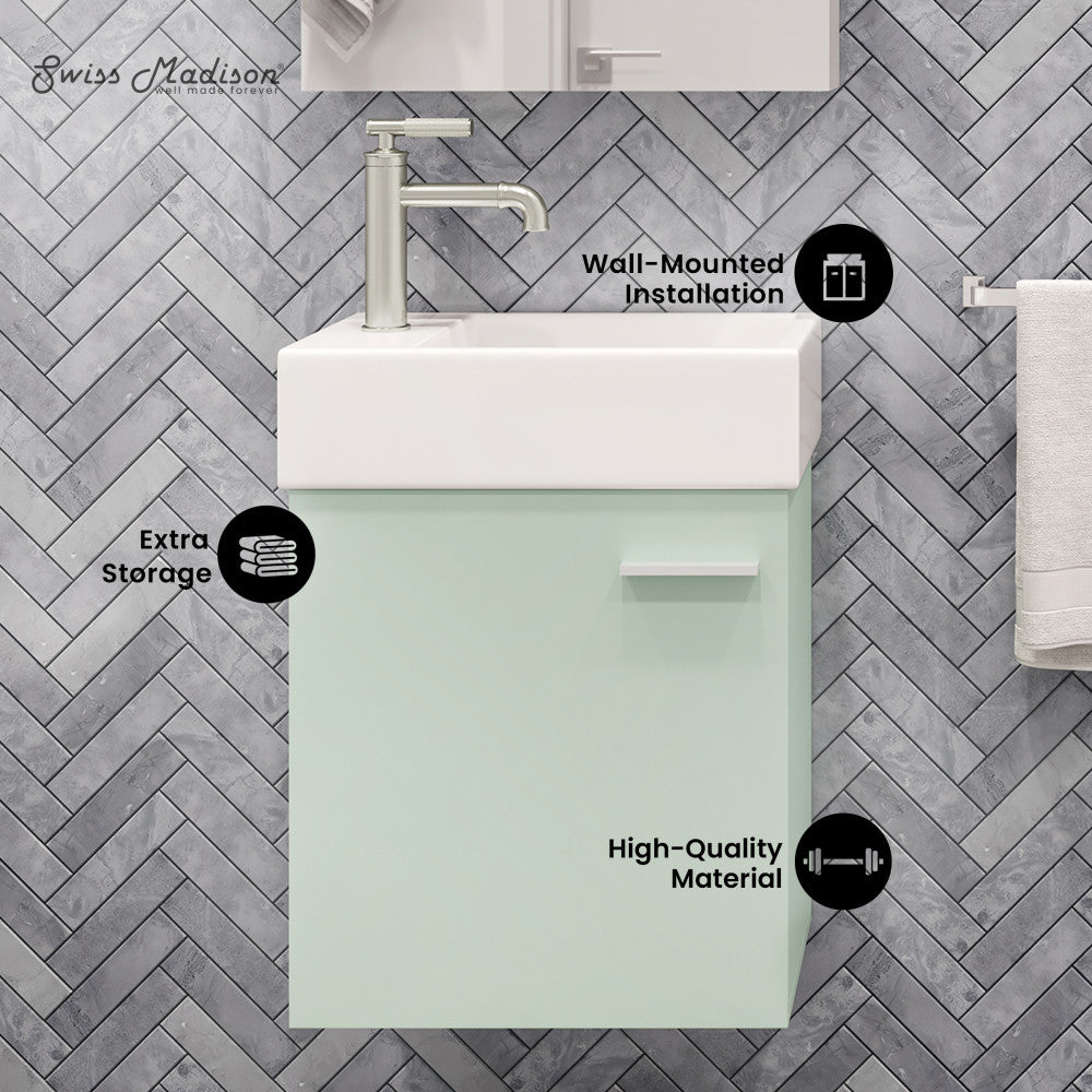 Colmer 18" Wall-Mounted Bathroom Vanity in Mint