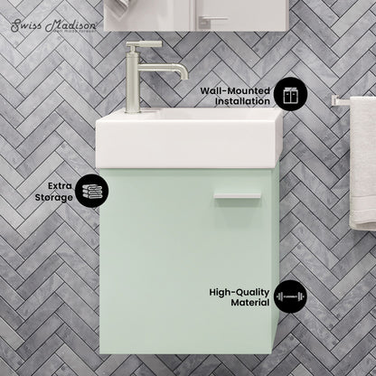 Colmer 18" Wall-Mounted Bathroom Vanity in Mint