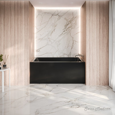 Voltaire 54 x 30 Skirted Right Drain Soaking Apron Bathtub in Glossy Black