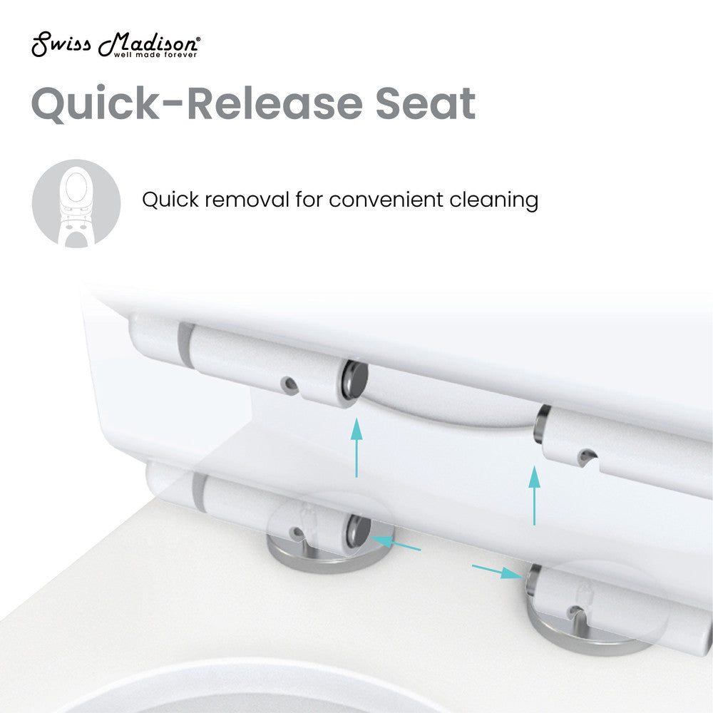 Elongated two-piece toilet with dual-flush system and rear outlet, white porcelain design.