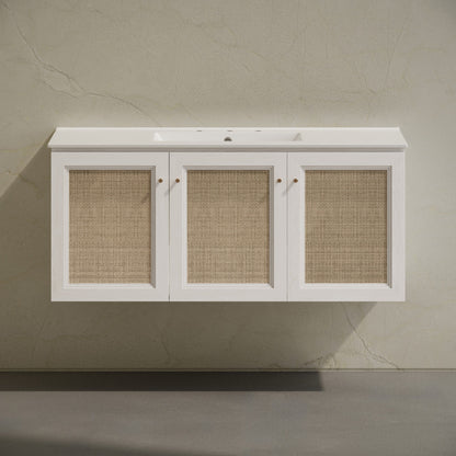 Classe 48" Wall-Mounted Bathroom Vanity in White Oak with Widespread Faucet Holes Vanity Top