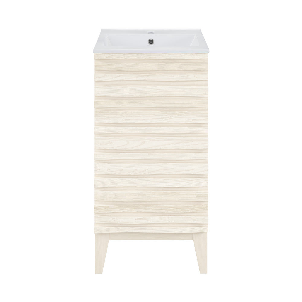 Cascade 18" Freestanding Bathroom Vanity in White Oak with Sink Top