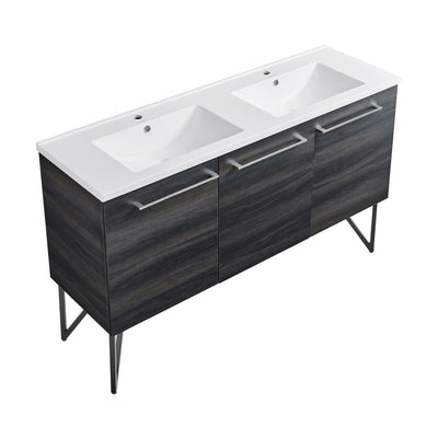 Annecy 60" Freestanding Bathroom Vanity in Black Walnut with Sink Top