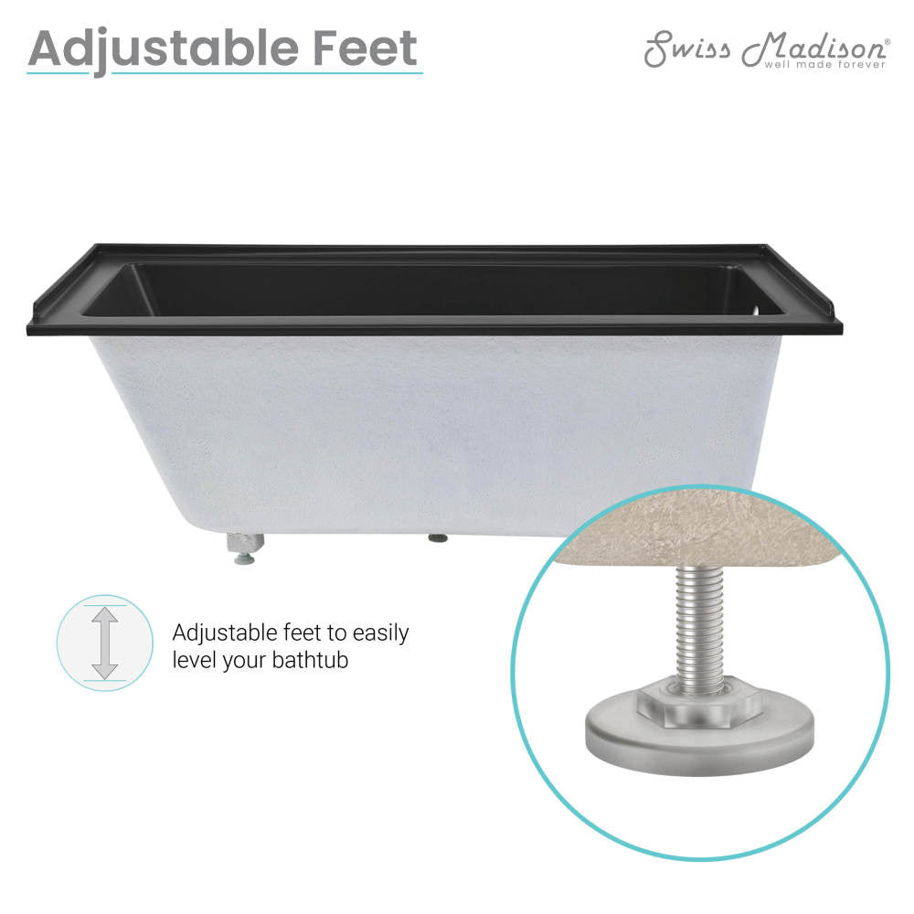 Voltaire 60" x 30" Right-Hand Drain Alcove Bathtub in Matte Black