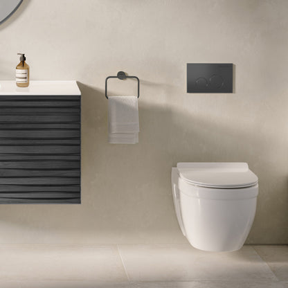 Ivy Wall Hung Elongated Toilet Bowl, Black Hardware