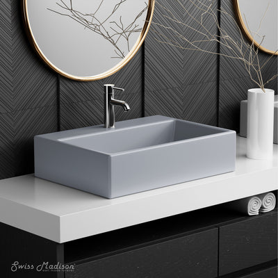 Claire 20"  Rectangle Ceramic Vessel Sink in Matte Gray