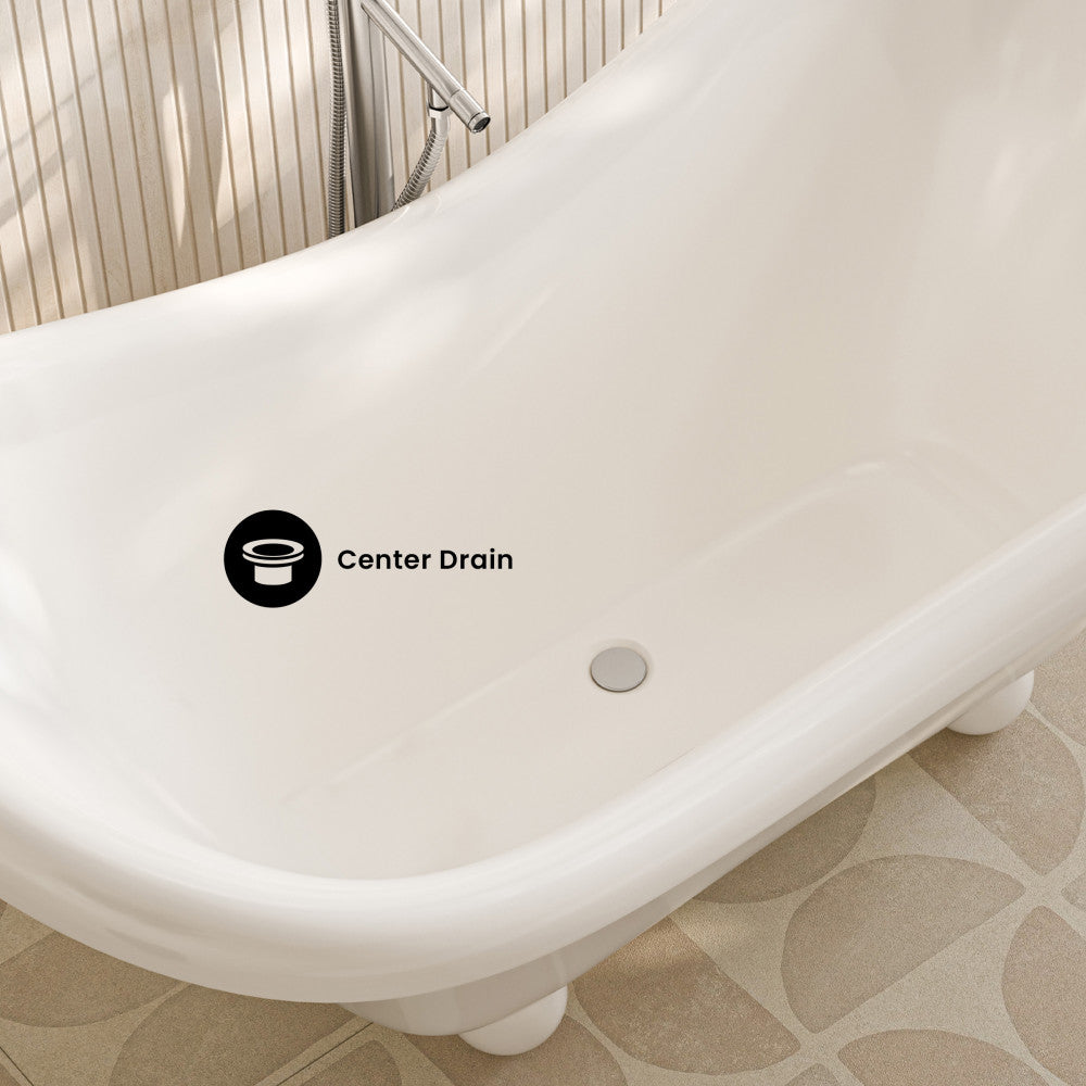 Plaisir II 67" Freestanding Bathtub with Round Feet in Glossy White