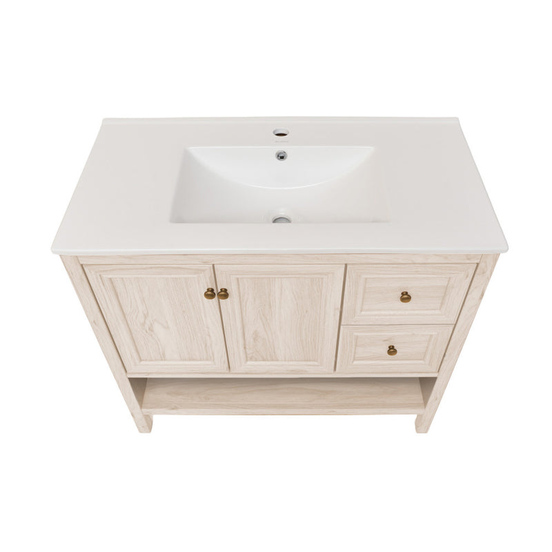 Chateau 36" Freestanding Bathroom Vanity in White Oak with Sink Top
