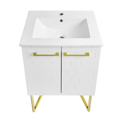 Annecy 24" Freestanding Bathroom Vanity in Galaxy White with Sink Top