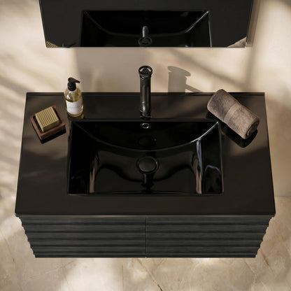 30" Vanity Sink Top in Glossy Black