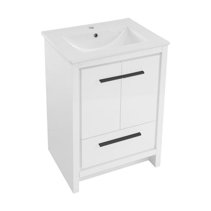 Virage 24" Freestanding Bathroom Vanity in White with Sink Top