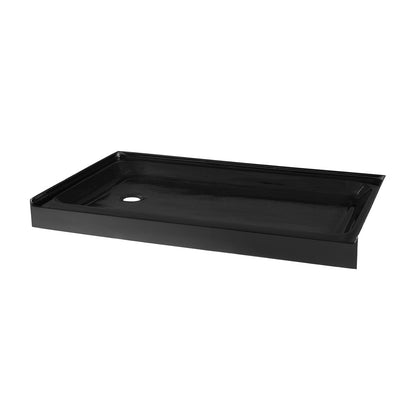 Voltaire 60" x 36" Acrylic Black, Single-Threshold, Left Drain, Shower Base
