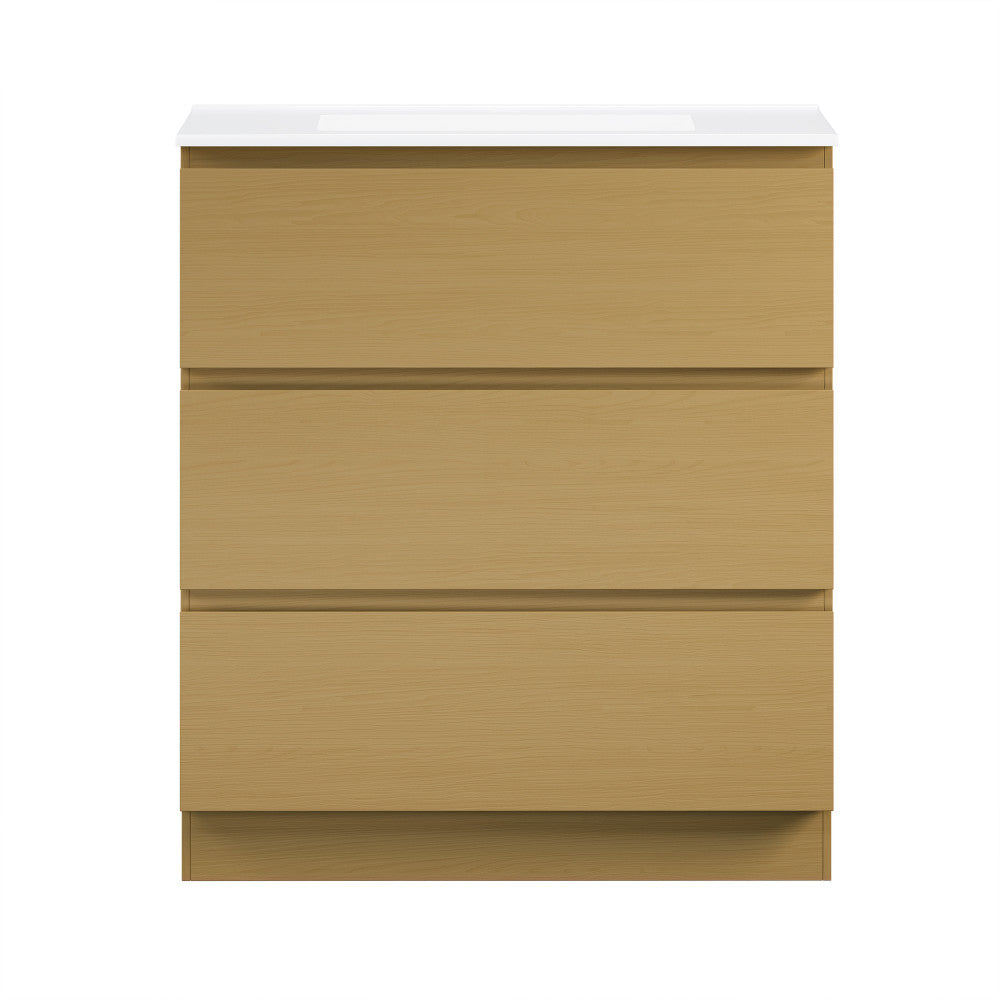 Liberte 30" Freestanding Bathroom Vanity in Natural Oak with Sink Top