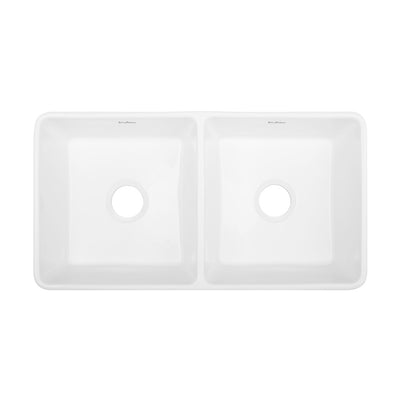 Delice 33" Double Basin Fireclay Farmhouse Kitchen Sink in Glossy White