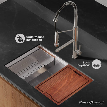 Rivage 30 x 19 Single Basin Undermount Kitchen Workstation Sink