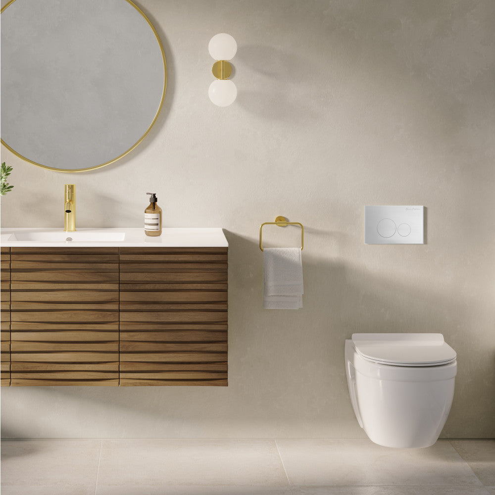 Ivy Wall-Hung Toilet Bundle 0.8/1.6 GPF Dual Flush in Glossy White with White Flush Plate