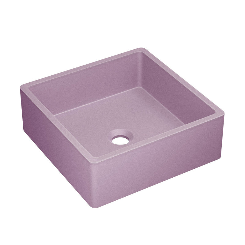 Lisse 15.5" Concrete Square Vessel Sink in Matte Lavender