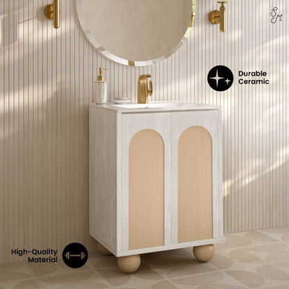 Plaisir II 24" Freestanding Bathroom Vanity in White Oak with Sink Top