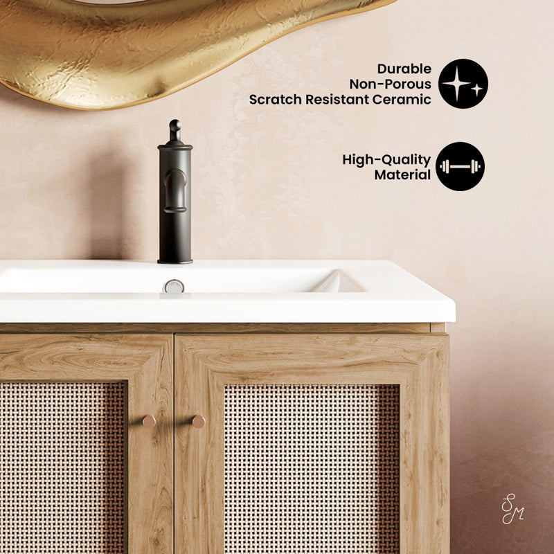 Classe 24" Freestanding Bathroom Vanity in Golden Oak with Sink Top