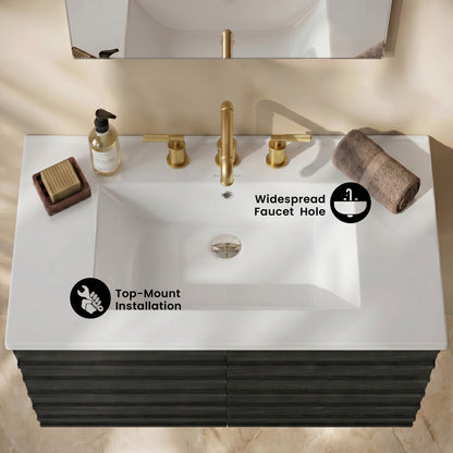 Voltaire 25 Vanity Top Sink with 3 Centerset Faucet Holes