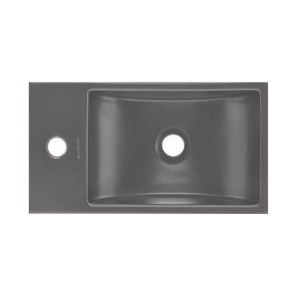 Lisse 16" Concrete Rectangle Wall-Mounted Sink with Left Side Faucet Mount in Matte Dark Gray