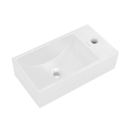 Lisse 16" Concrete Rectangle Wall-Mounted Sink with Right Side Faucet Mount in Matte White