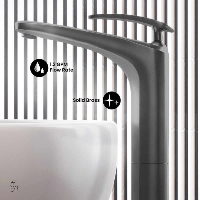 Sublime Single Hole, Single-Handle, High Arc Bathroom Faucet in Gunmetal Gray