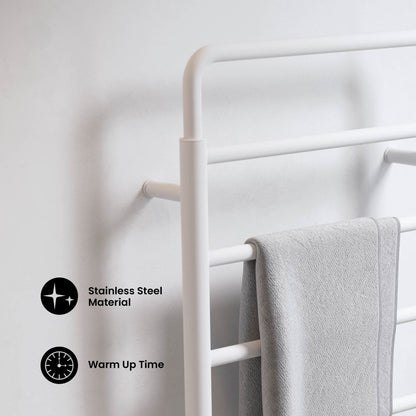 Ivy 8-Bar Electric Towel Warmer in Matte White